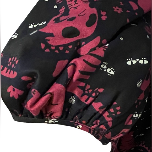 SALE! CAT COAT 🐈‍⬛ Miss Lulo Whimsical Feline Print Duster Cardigan Jacket L - Picture 5 of 6